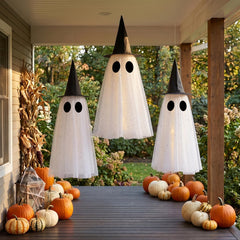 Close-up of the witch hat on KIWDY ghost decoration