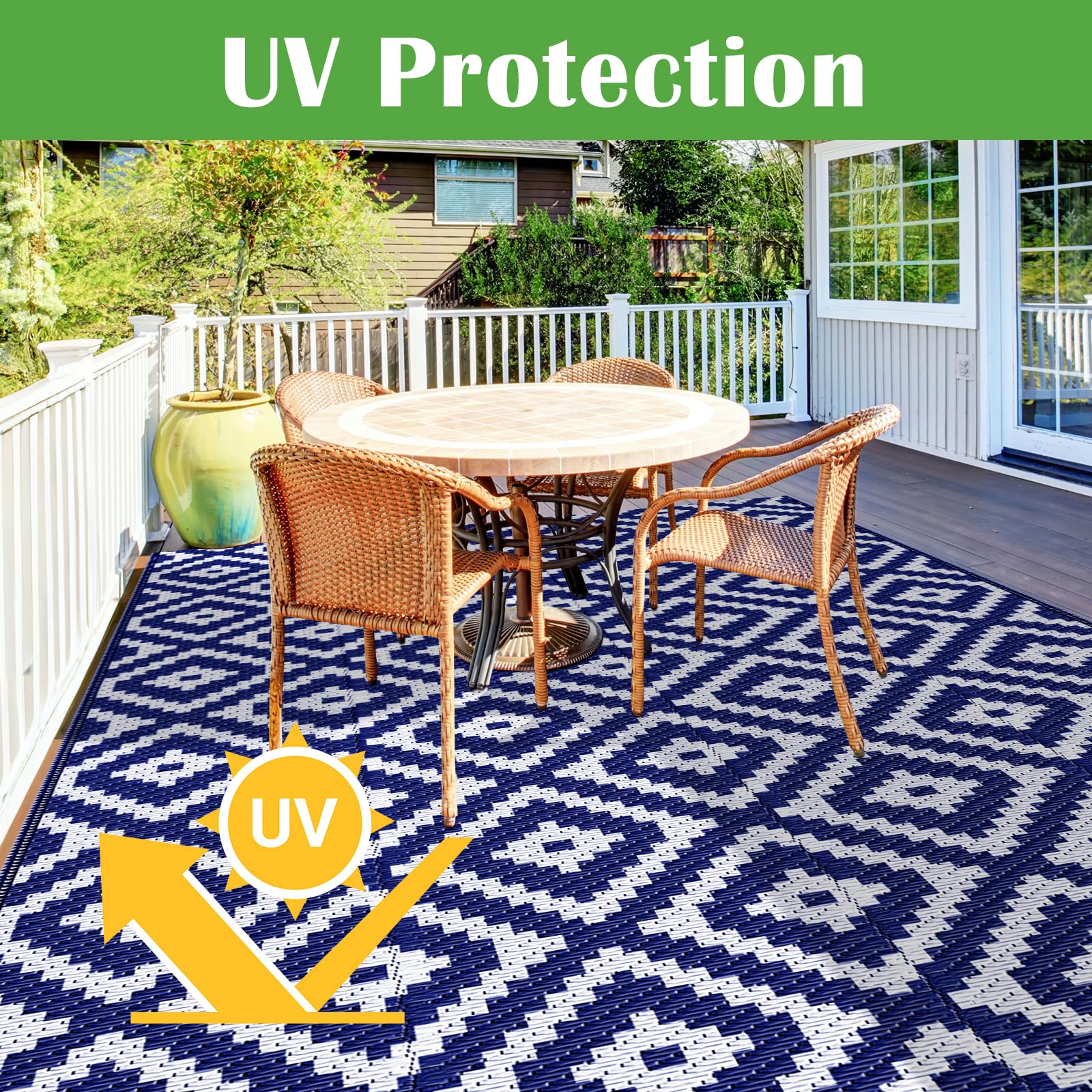 Close-up of the woven texture of the Mattitude outdoor rug