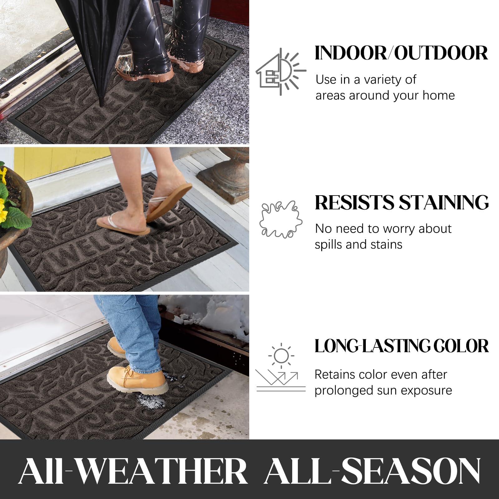 Close-up of the Yimobra welcome mat's textured surface