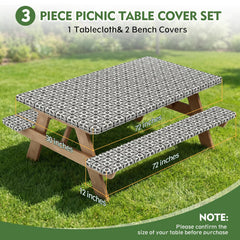 Close-up of the Ymomode picnic table cover's elastic edges ensuring a snug fit