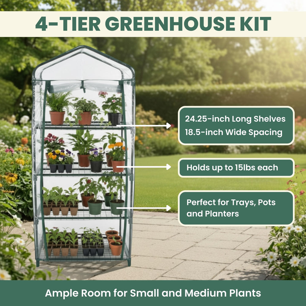 Close-up of the zippered door on the Pure Garden Mini Greenhouse