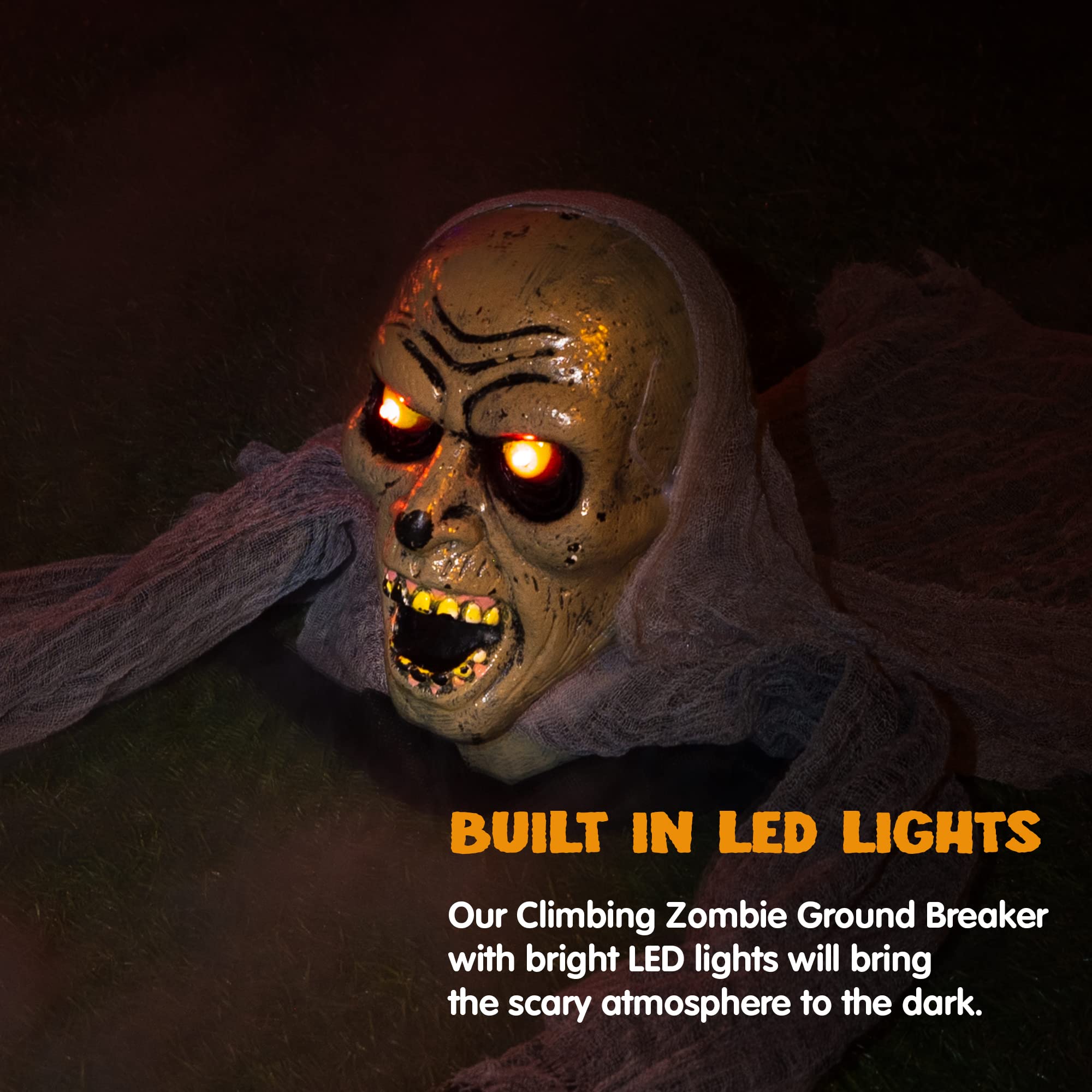 Close-up of the zombie's flashing red eyes