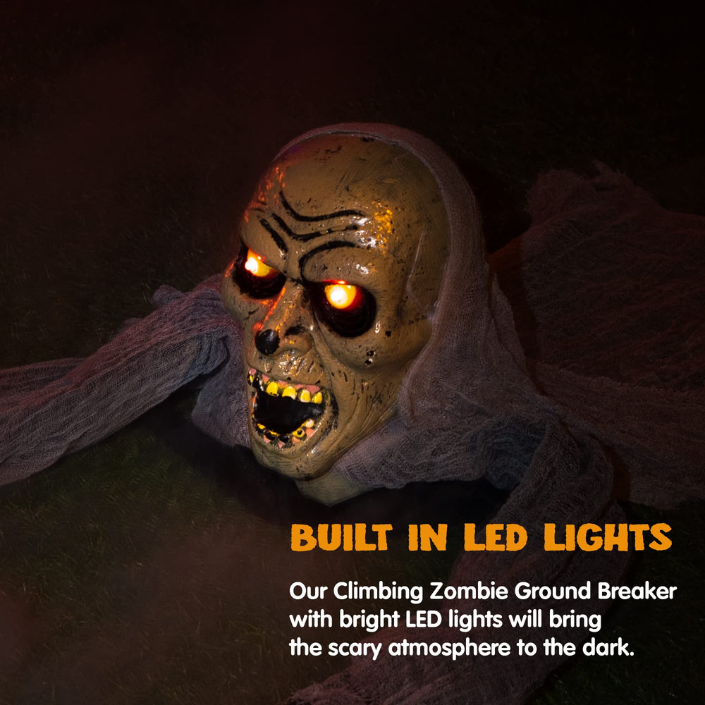 Close-up of the zombie's flashing red eyes