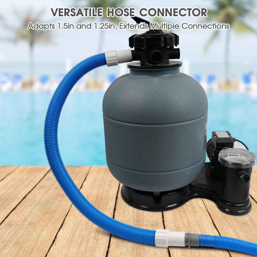 Close-up of TidyMister Pool Hose Adapter Connector with clamps