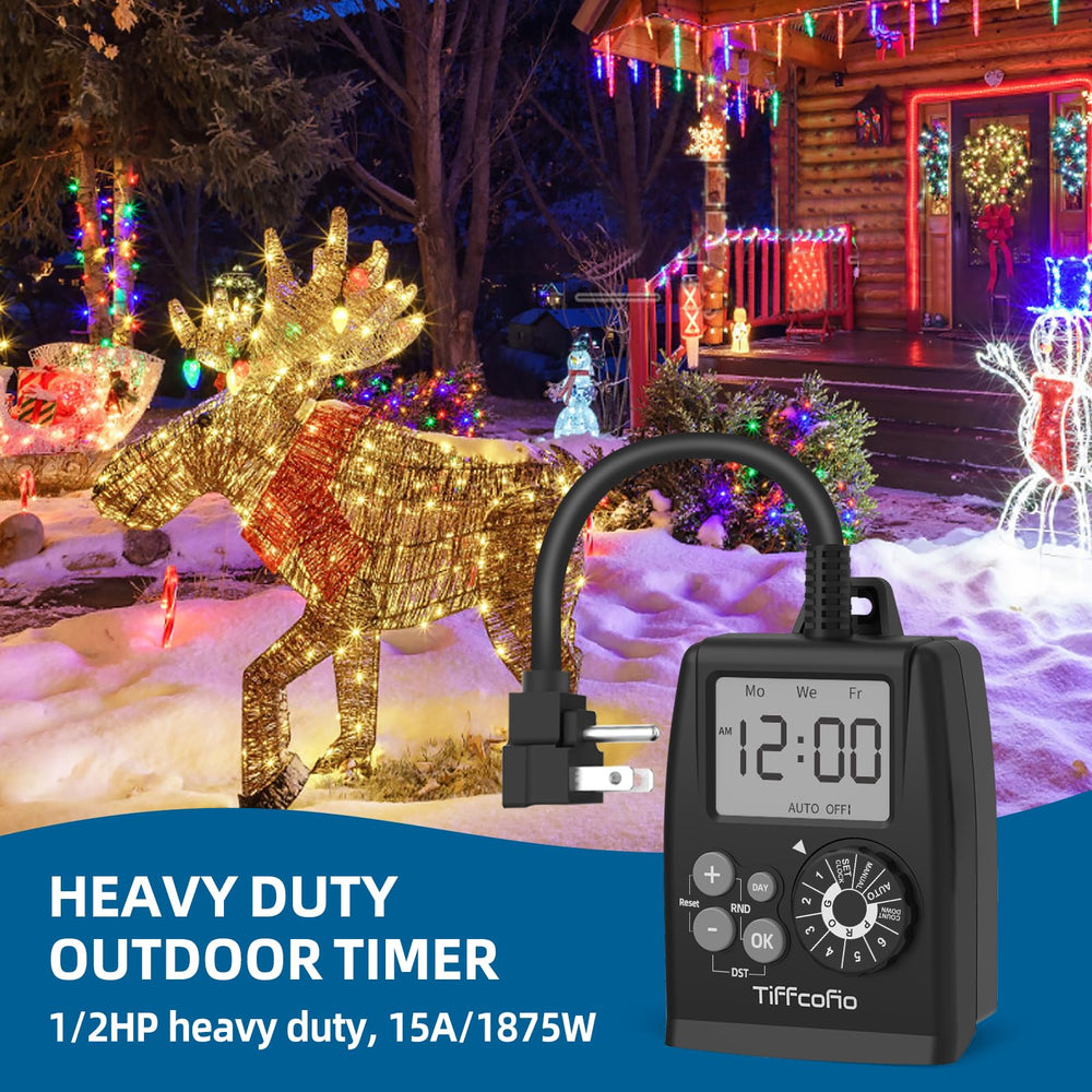 Close-up of Tiffcofio Digital Outdoor Timer settings display