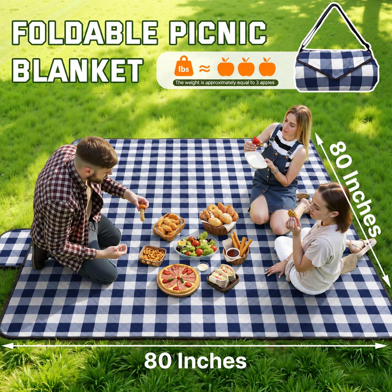 Close-up of TigeJoy Extra Large Picnic Blanket's stitching