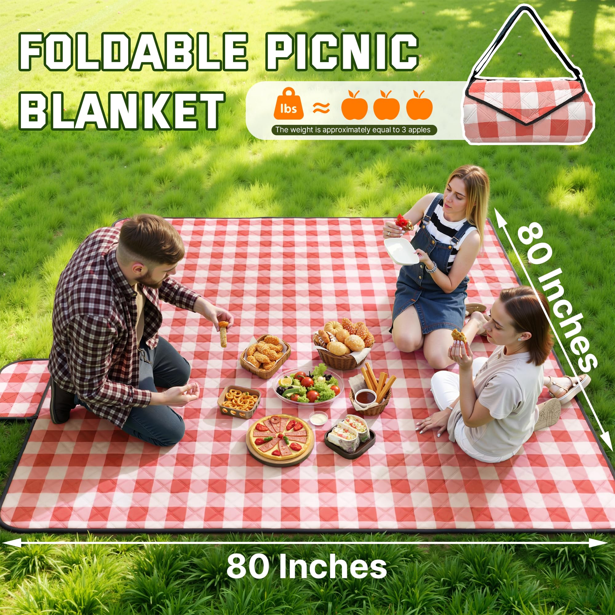 Close-up of TigeJoy picnic blanket's stitching