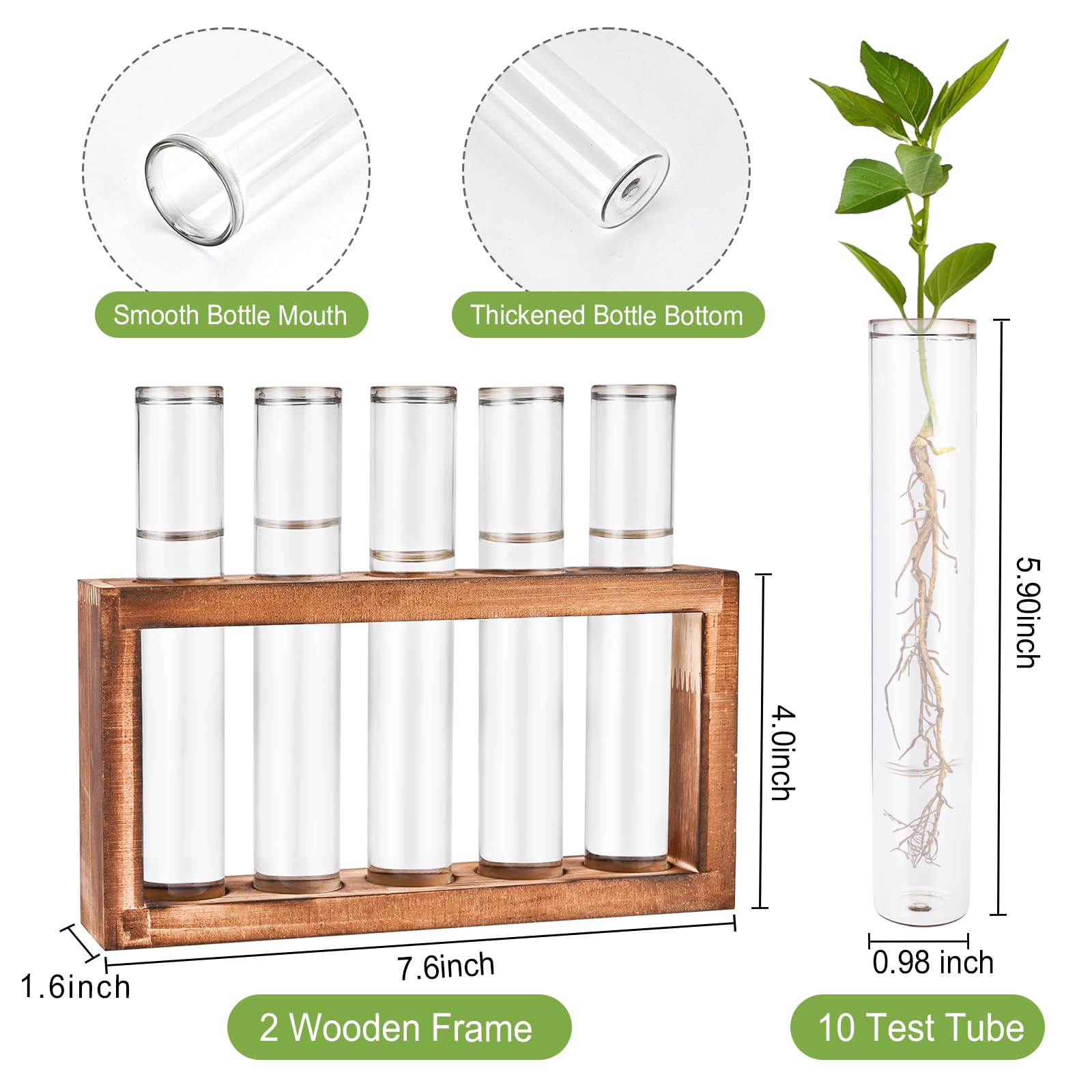 Close-up of Tigvio glass tubes in wooden stand