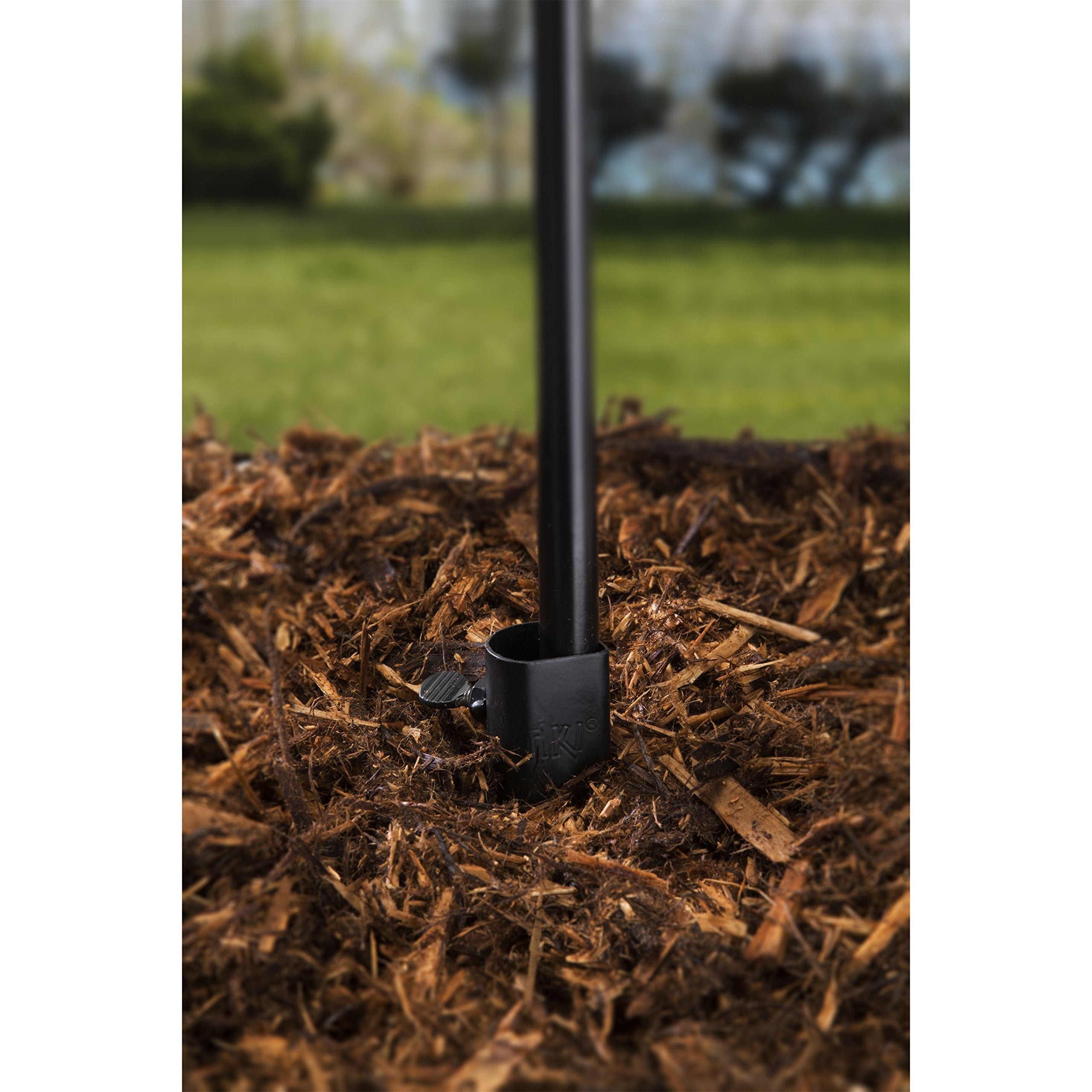 Close-up of TIKI Metal Torch Stake adjustable slot