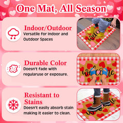 Close-up of Tinideya heart doormat with welcome text