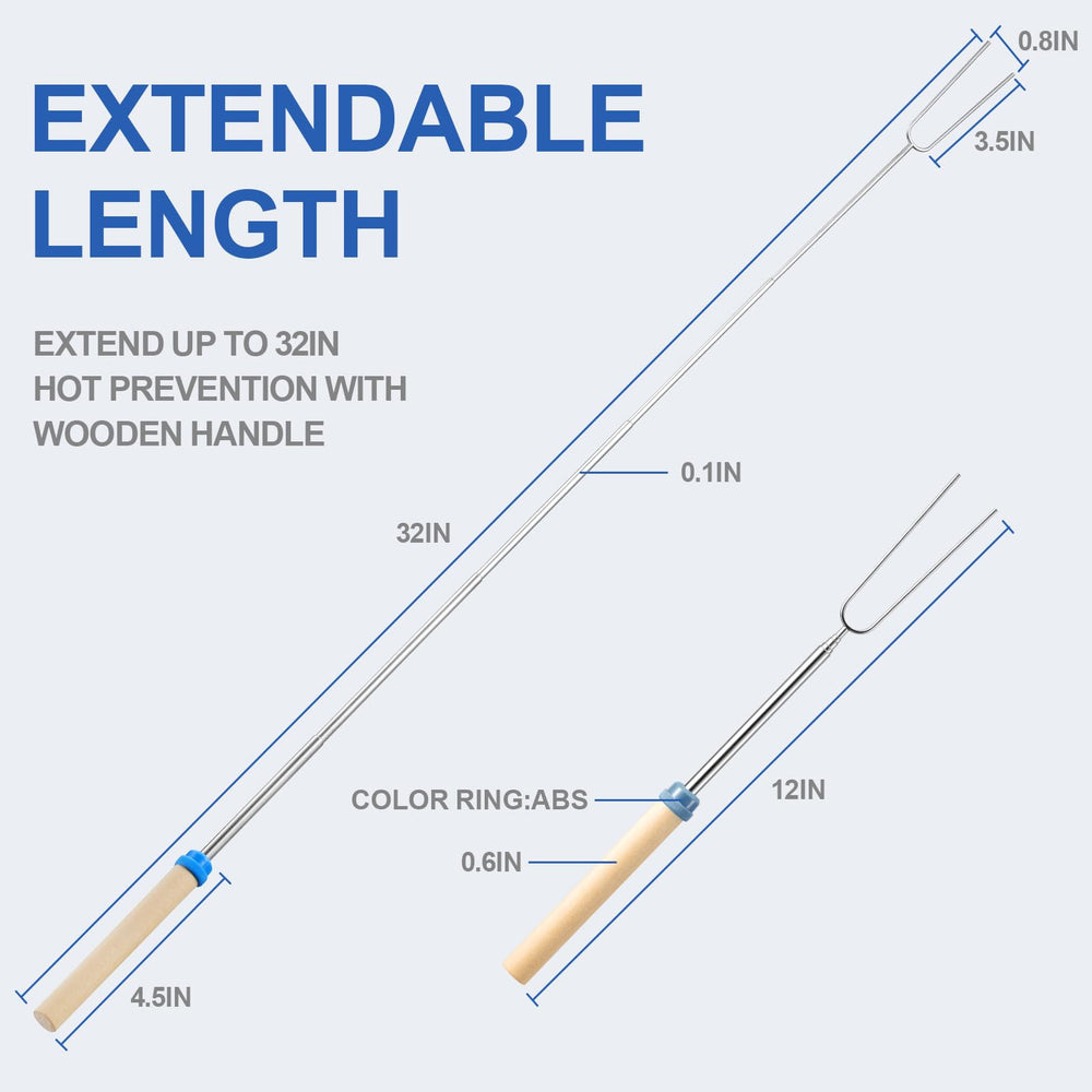Close-up of TIPTAP 32IN extendable marshmallow roasting stick