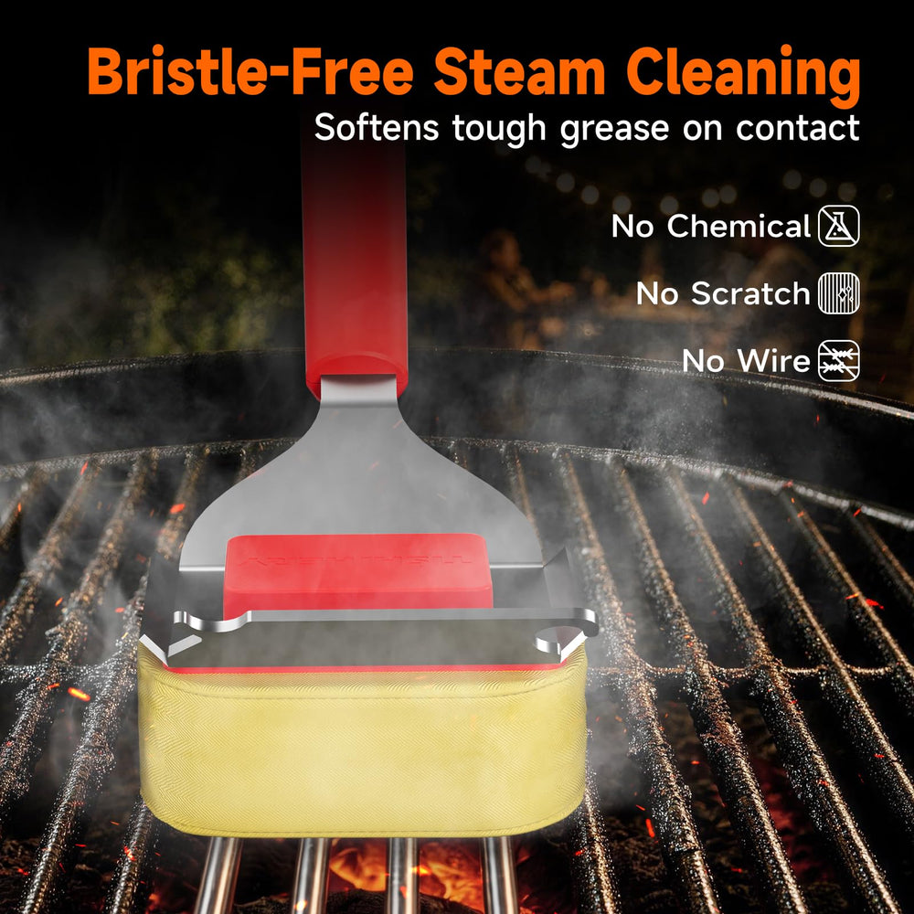 Close-up of TISHI HERY Grill Brush head showing the bristle-free design