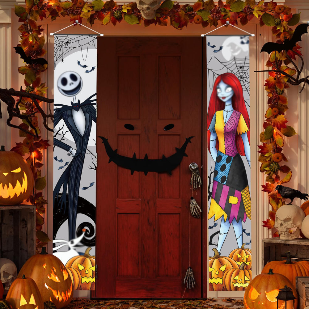 Close-up of Tivee Halloween Banner grommets and ribbon for hanging