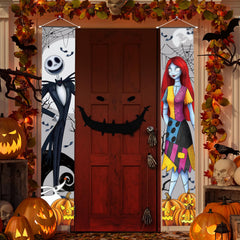 Close-up of Tivee Halloween Banner grommets and ribbon for hanging