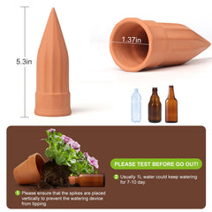 Close-up of TKSCUSR Terracotta Watering Spike with 12-sided design