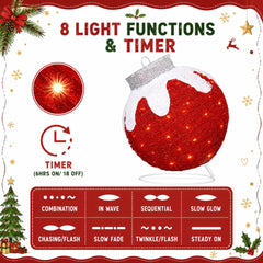 Close-up of Tngan lighted holiday ball decoration