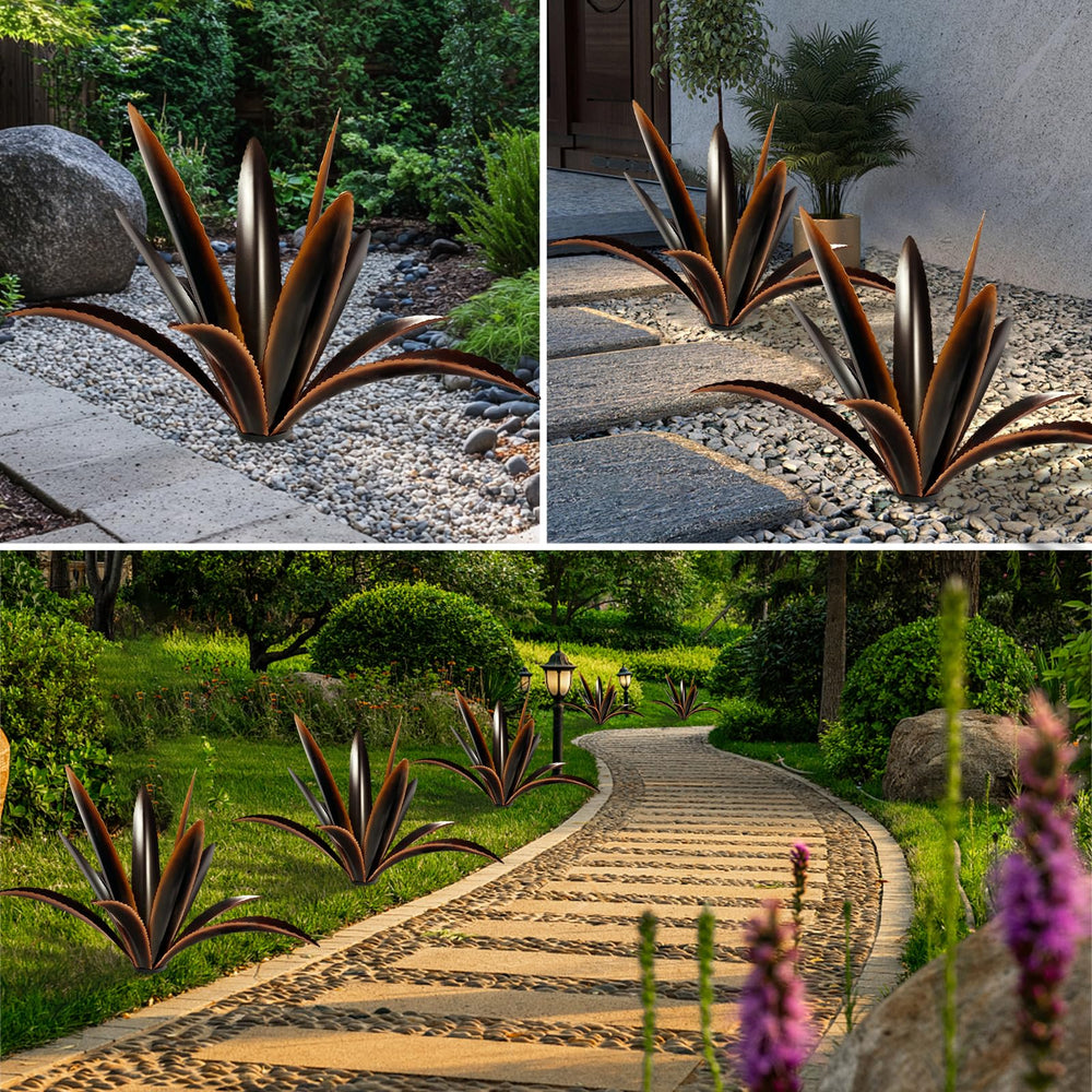Close-up of TOMBABY Agave leaves and metal finish