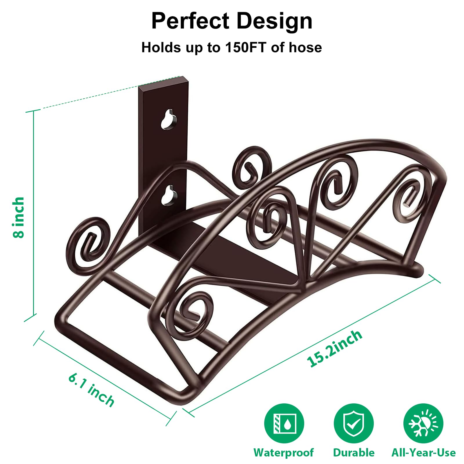 Close-up of TomCare Garden Hose Holder's sturdy metal construction