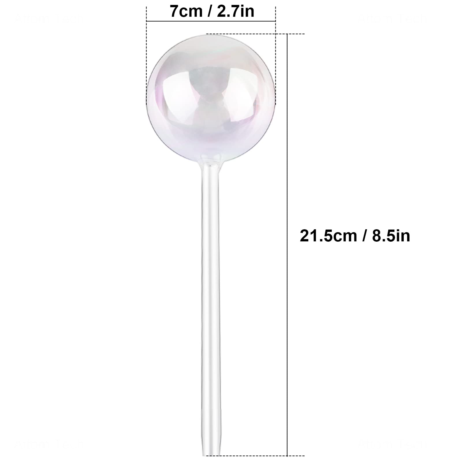 Close-up of Tomorotec Self-Watering Stakes glass globe filling