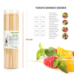 Close-up of TONGYE bamboo skewers showing smooth surface