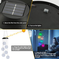 Close-up of Toodour Solar Wind Chime colour changing feature