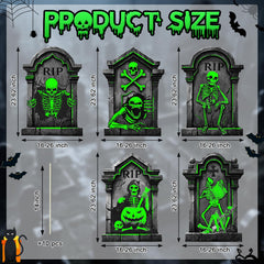 Close-up of Toteao Halloween gravestone with glow-in-the-dark effect