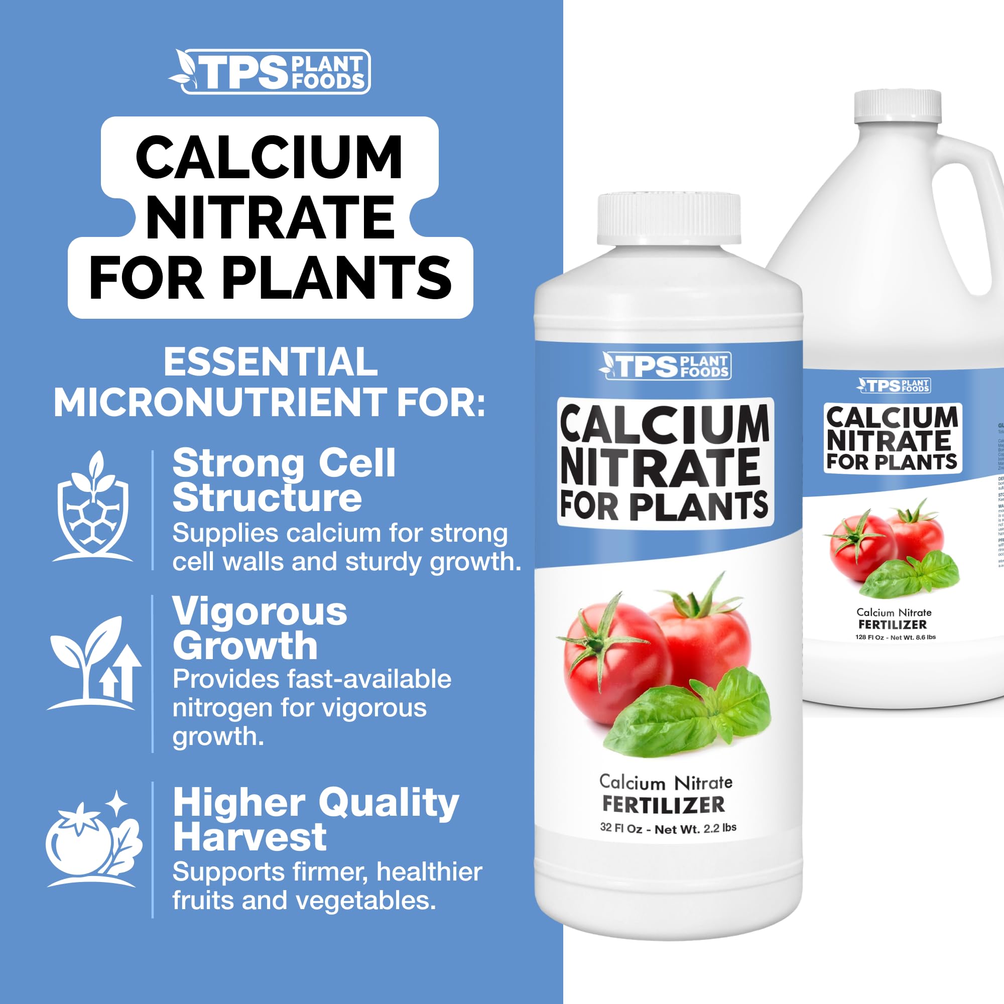 Close-up of TPS NUTRIENTS Calcium Nitrate Fertilizer label