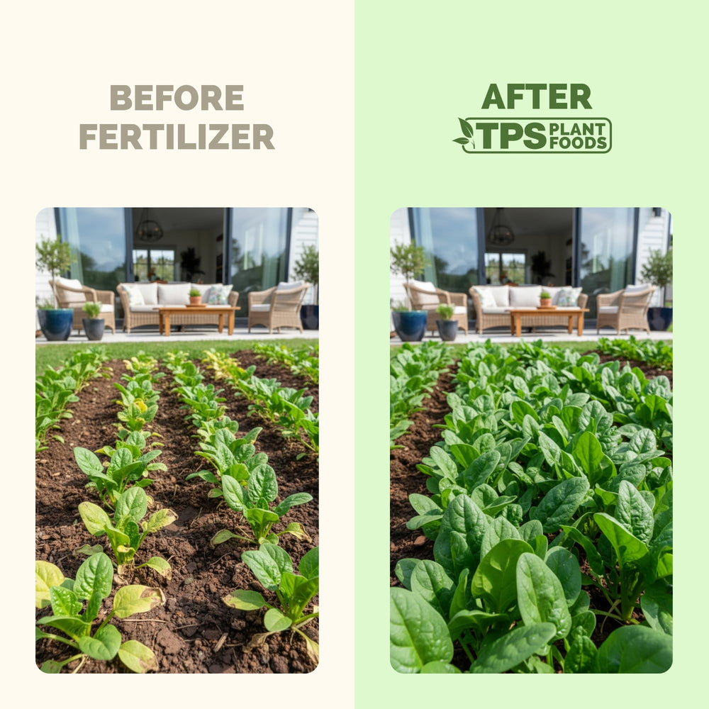 Close-up of TPS NUTRIENTS fertilizer label and ingredients