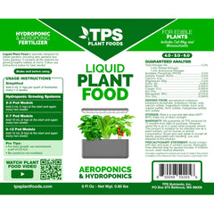 Close-up of TPS NUTRIENTS Liquid Plant Food label