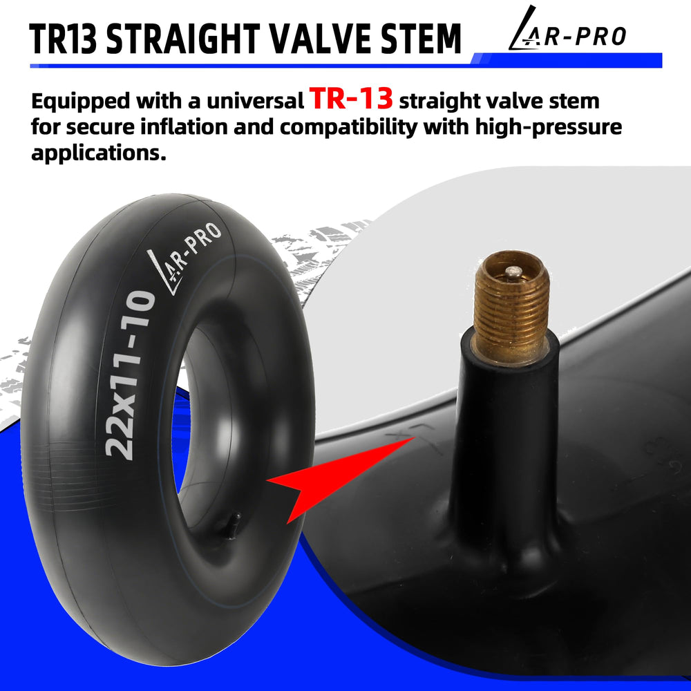 Close-up of TR13 straight valve stem on inner tube