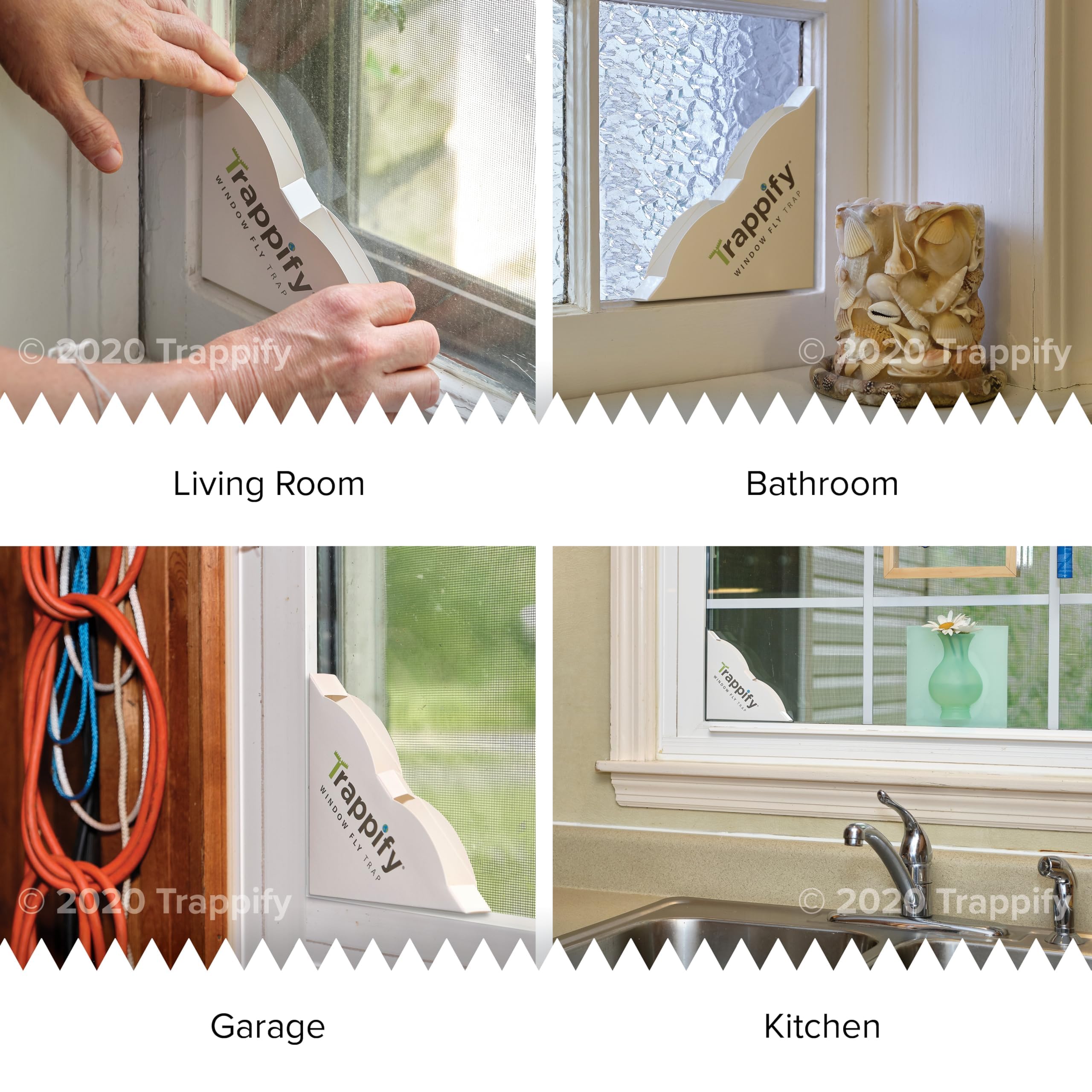Close-up of Trappify fly trap setup on a window