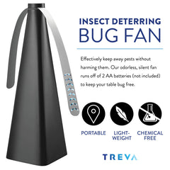 Close-up of Treva Bug Fan blade with holographic pattern