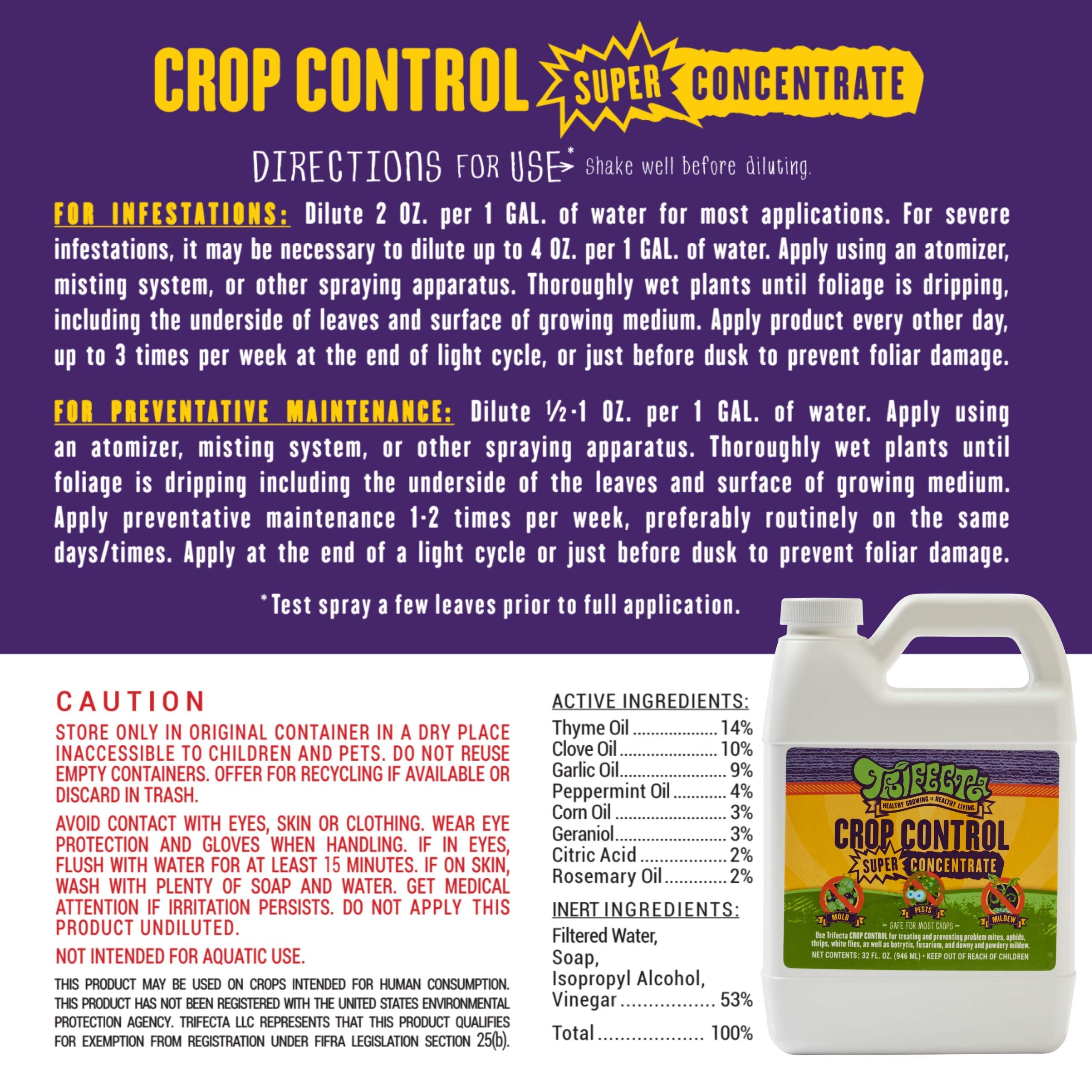 Close-up of Trifecta Crop Control essential oils ingredients