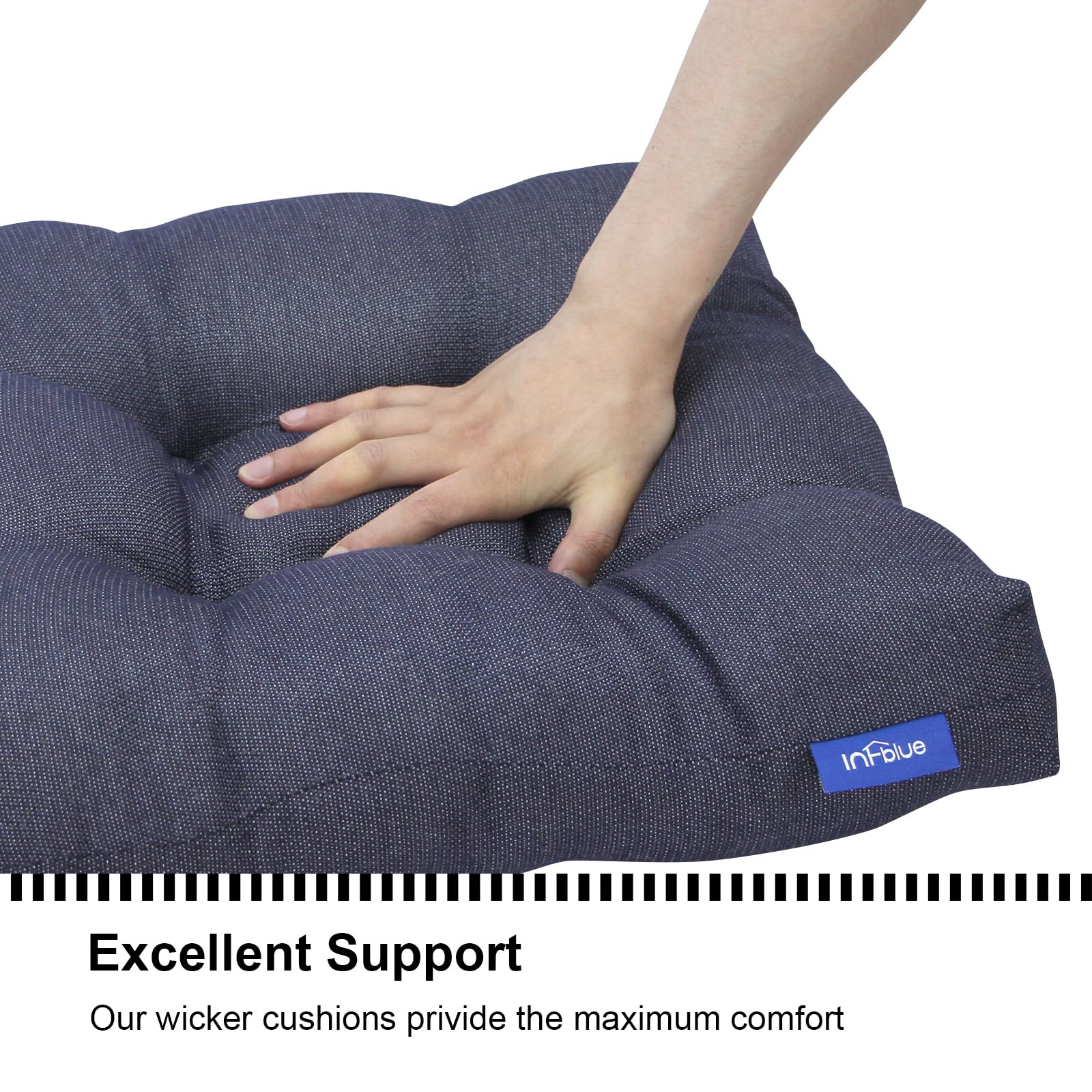 Close-up of tufted detail on INFBLUE Outdoor Bench Cushion