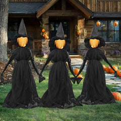 Close-up of TW SHINE witch decorations with glowing heads