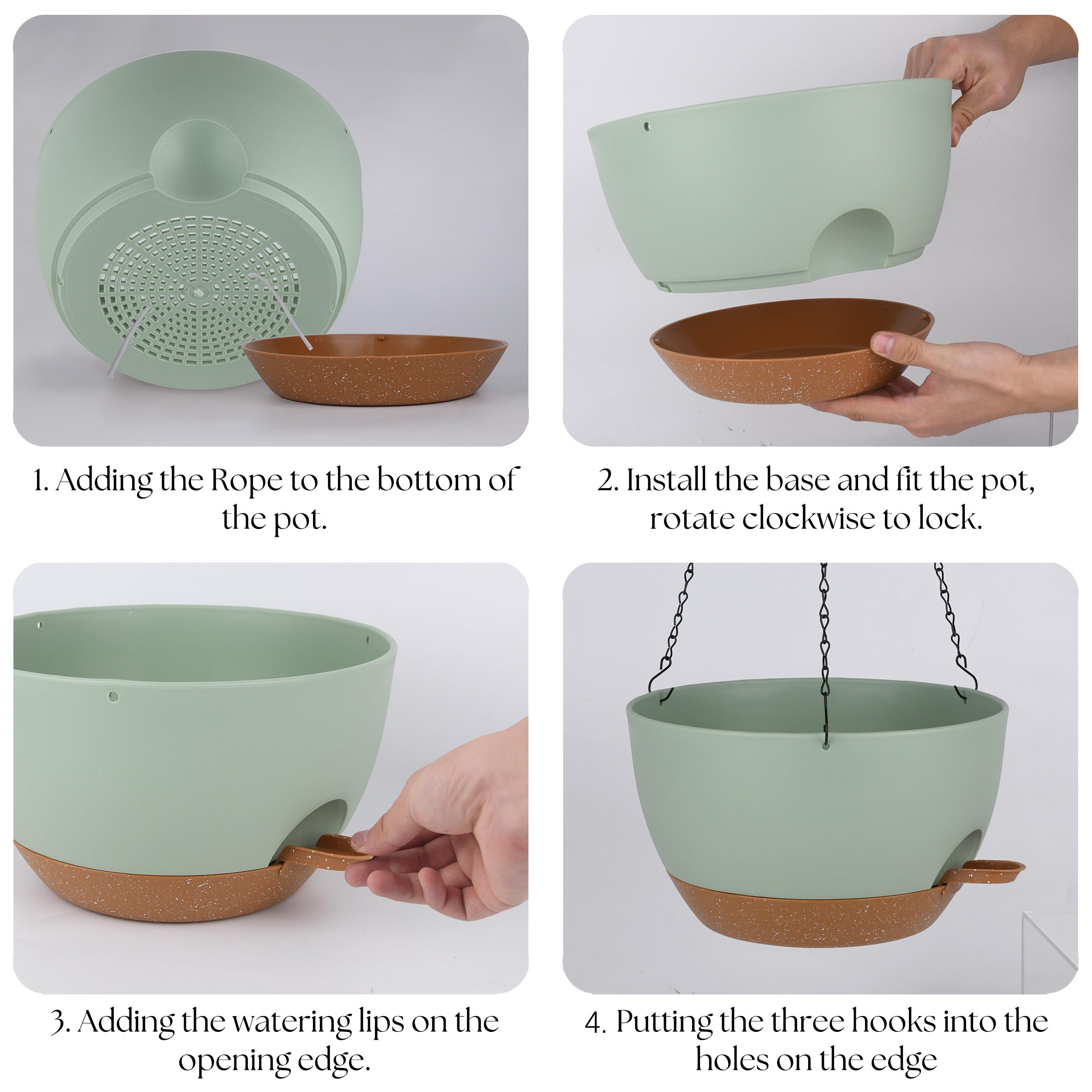Close-up of TYMENSH hanging plant pot drainage holes