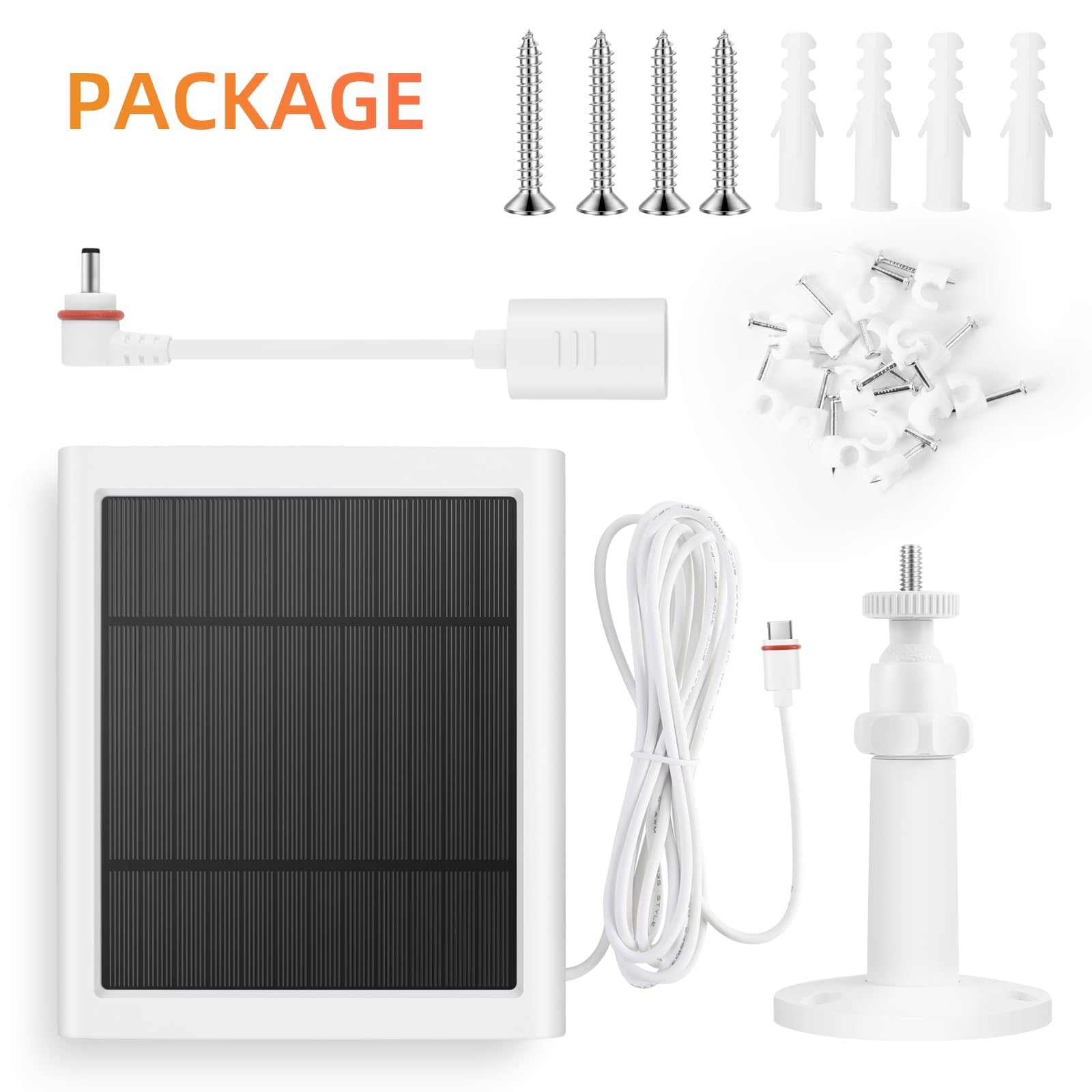 Close-up of Type-C and DC adapter cables included with Paodekua Solar Panel