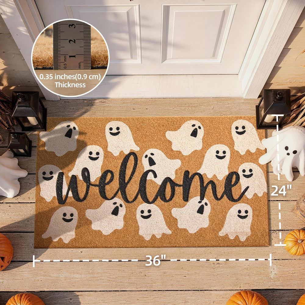 Close-up of TYUU Halloween Door Mat texture and bristles