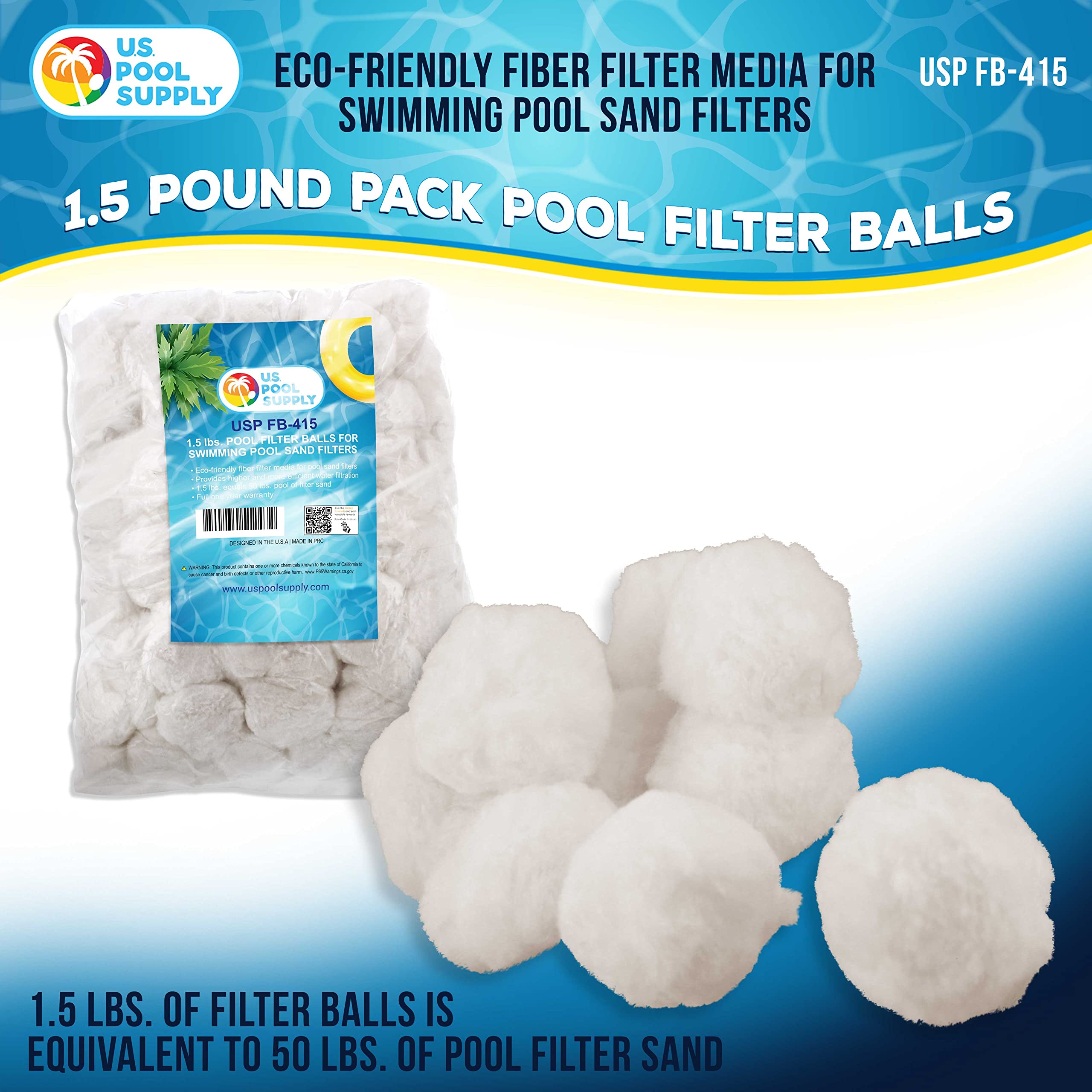 Close-up of U.S. Pool Supply filter balls showing texture