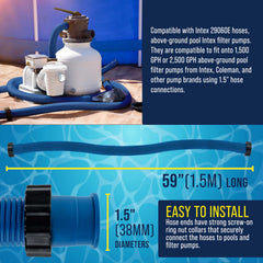 Close-up of U.S. Pool Supply hose ends with screw-on ring nut collars