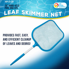 Close-up of U.S. Pool Supply leaf skimmer net with fine mesh