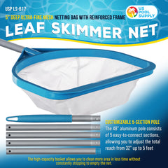 Close-up of U.S. Pool Supply skimmer net's ultra-fine mesh basket