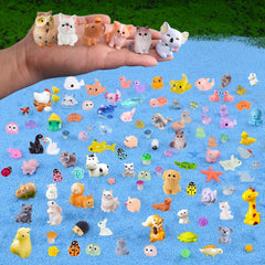 Close-up of U-Zimikee mini animal figurines featuring Corgi and Labrador