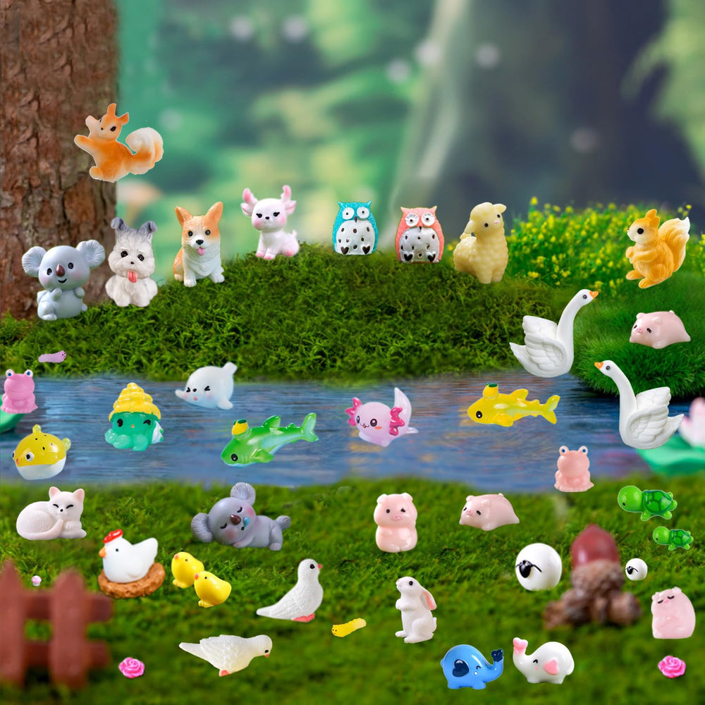 Close-up of U-Zimikee mini animals in vibrant colours