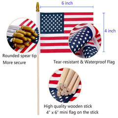 Close-up of Uelfbaby 4x6 inch American flag with kid-safe spear top