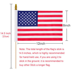 Close-up of Uelfbaby Small American Flag with gold finial