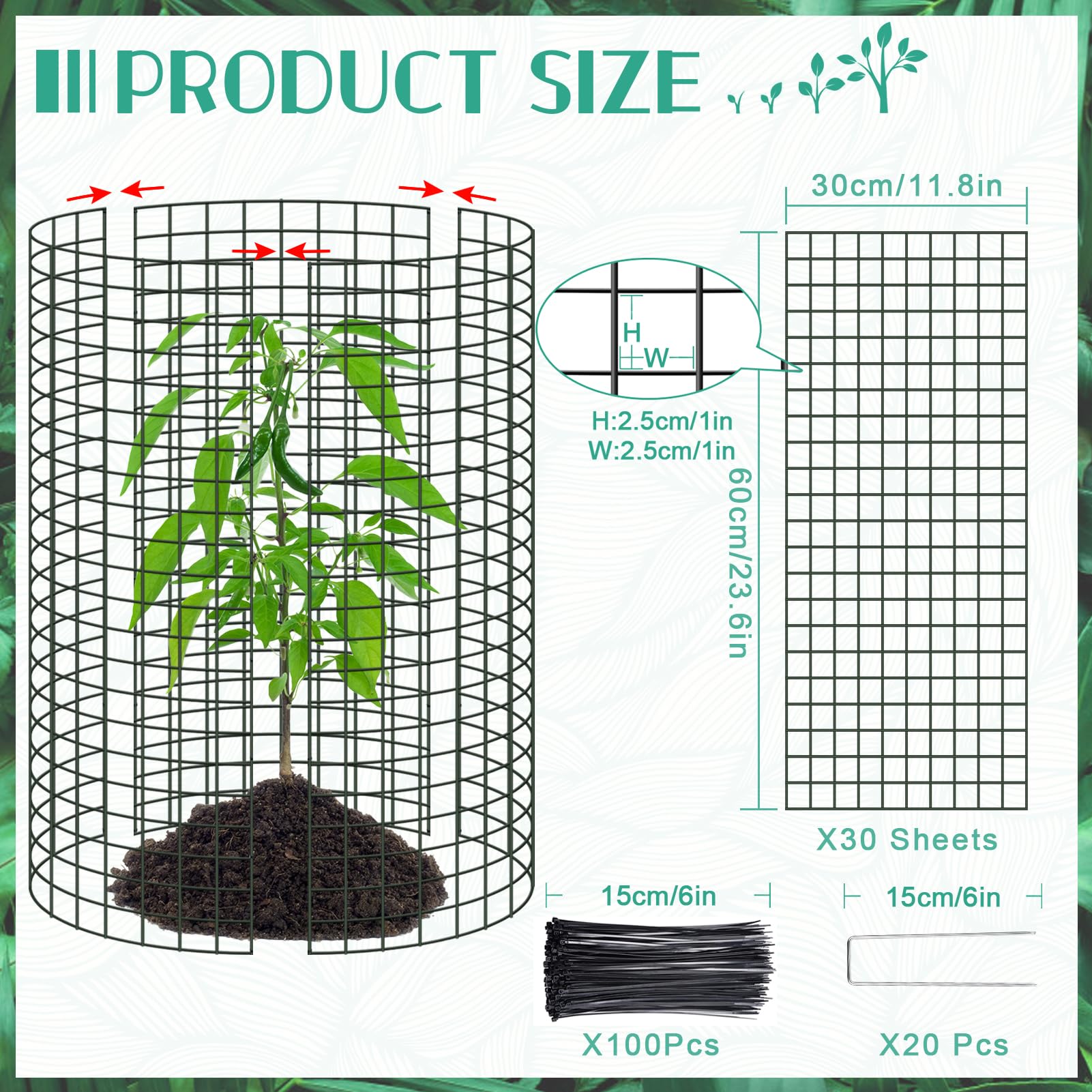 Close-up of UJG wire mesh plant protector panel