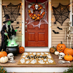 Close-up of ULTSOFE Halloween Mat non-slip backing