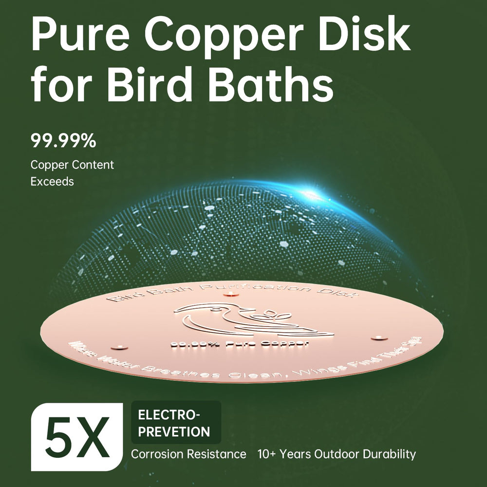 Close-up of Ulycon Bird Bath Purification Disk, golden copper finish