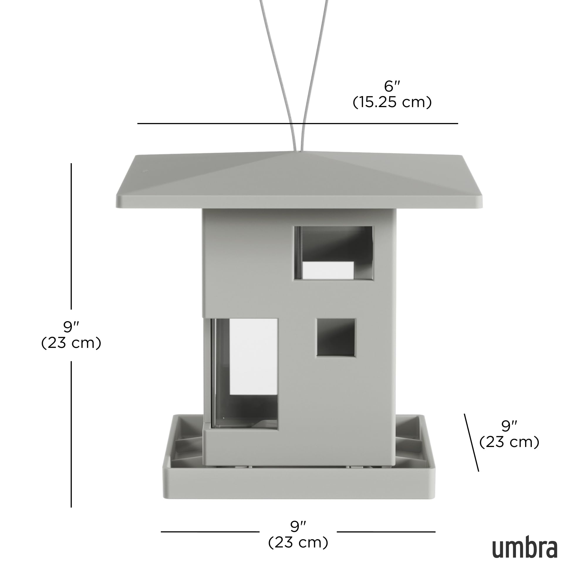 Close-up of Umbra Bird Cafe feeder asymmetrical window